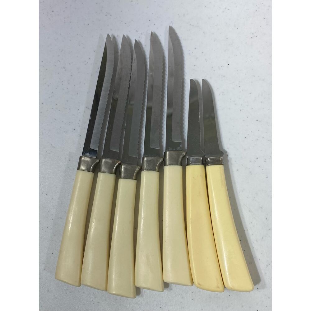 Vintage‎ Kitchen Knives Mixed Lot of 7 Steak Pairing READ